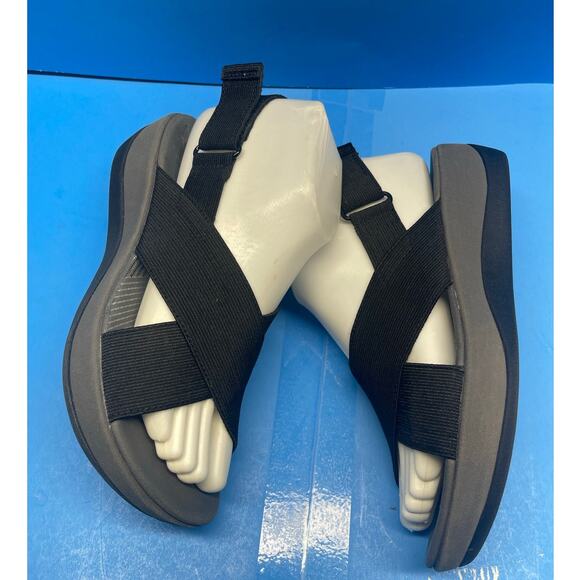 Clarks Black Aria Kaydin Sandals Cloudsteppers Stappy Comfort Women's size 7 - Picture 6 of 9